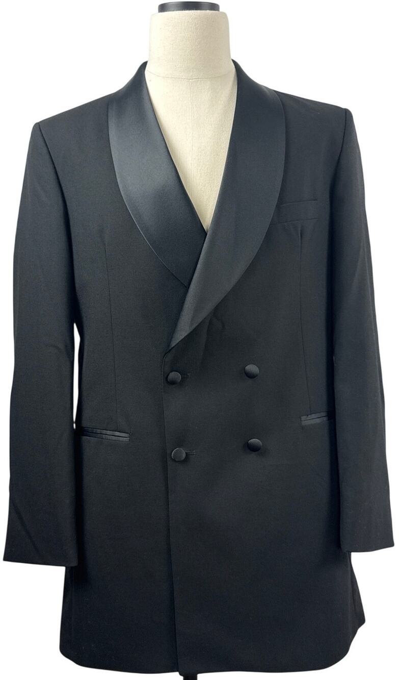Vintage 90s After Six Positano II Black Wool Tuxedo Jacket 39XL